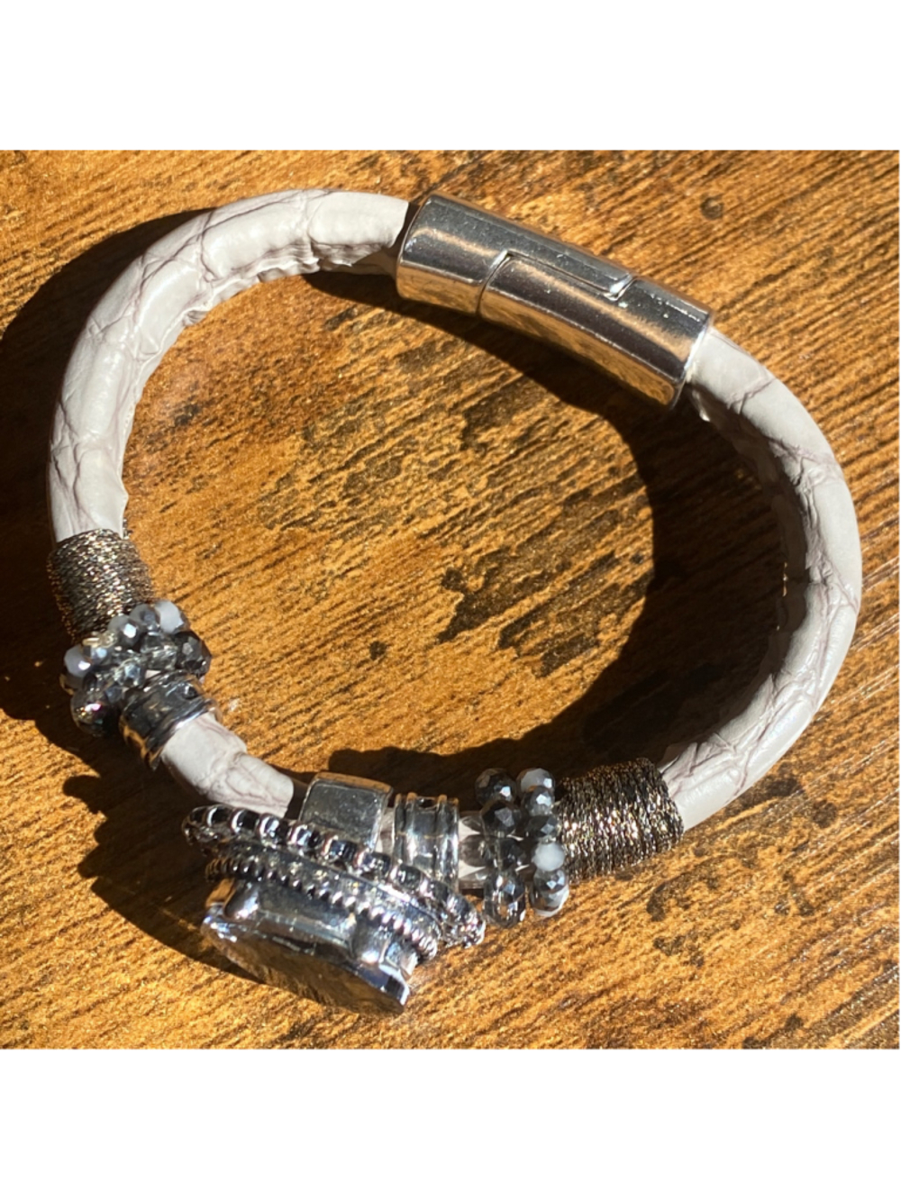 Women's Laura Janelle Bracelet One Size White Silver Crystal Statement